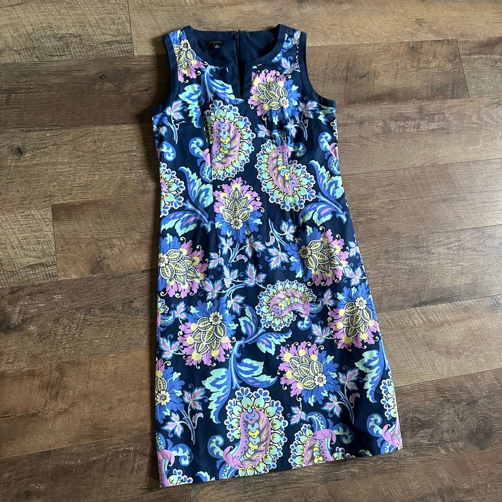 Women's Talbots Navy Multicolor Floral Sleeveless Dress Size 2
